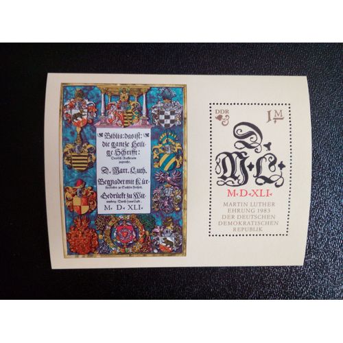 Timbre Allemagne / Rda Yt Bf 71 500ème Anniversaire Du Réformateur Martin Luther (1483-1546) 1983 ( 07712 )