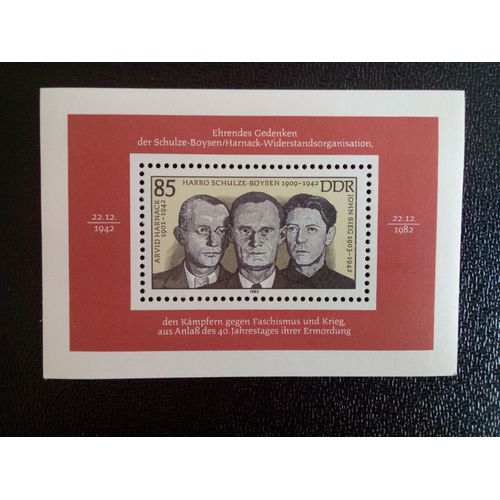 Timbre Allemagne / Rda Yt Bf 68 Organisation Des Widerstands Schulze-Boysen / Harnack 1983 ( 07712 )