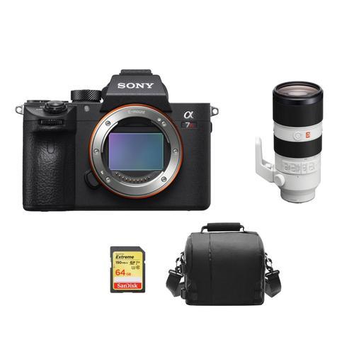 Sony Alpha 7R III (A7R III) 42.4 Mpix + SEL 70-200MM F2.8 GM OSS + 64GB SD card + camera Sac