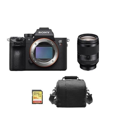 Sony Alpha 7R III (A7R III) 42.4 Mpix + SEL 24-240MM F3.5-6.3 OSS + 64GB SD card + camera Sac