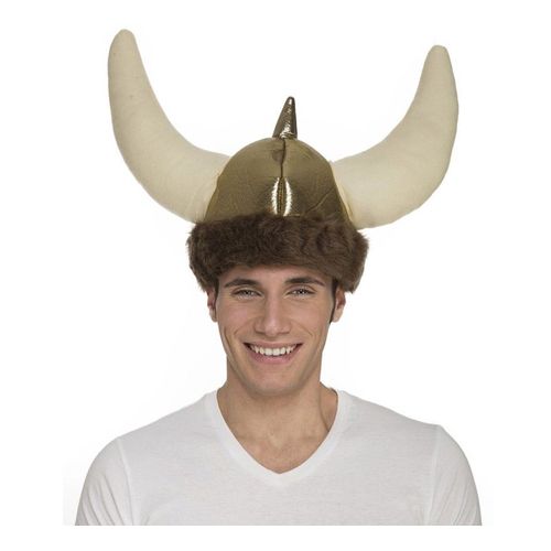Casque De Viking Avec Des Cornes En Tissu (Taille Unique)