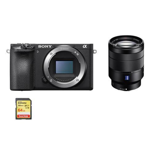 Sony A6500 ILCE-6500 hybride 24.2 mpix Noir + objectif SEL 24-70MM F4 ZA OSS + 64GB SD card