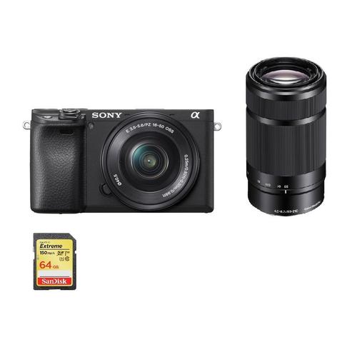 Sony A6400 ILCE-6400 hybride 24.2 mpix + objectif SONY SEL 16-50MM F3.5-5.6 OSS + objectif SONY SEL 55-210MM F4.5-6.3 OSS + 64GB SD card