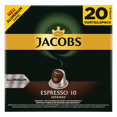 Jacobs Espresso 10 Intenso Capsules De Café Compatible Nespresso 20 Capsules