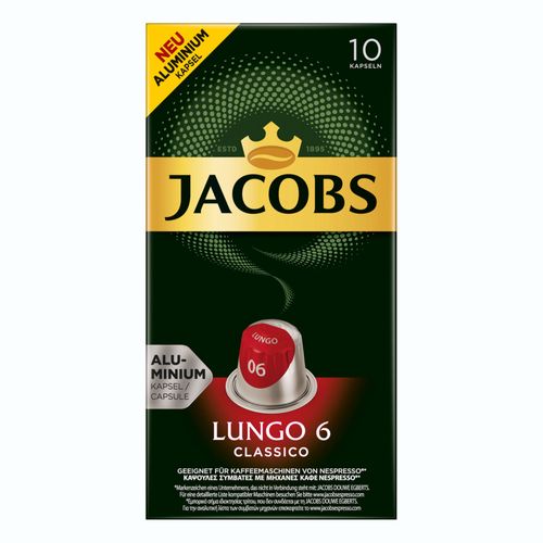 Jacobs Lungo 6 Classico Capsules De Café Compatible Avec Nespresso 10 Capsules