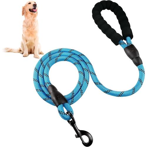 1.5m Dog Leash, Strong Dog Rope Leash With Soft Sponge Handle And Reflective Rope For Small Medium Large Dogs (Bleu) Mns