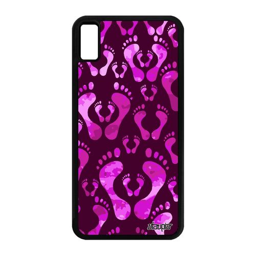 Coque Pour Iphone Xs Max Silicone Pied Motif Rigide Rose Trace De Pas Case Iphone Xs Max