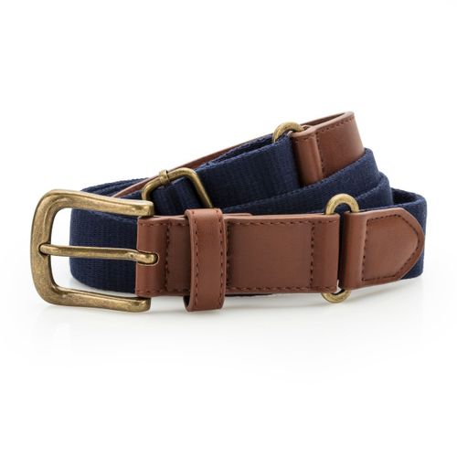 Ceinture En Toile Et Simili Cuir - Aq902 - Bleu Marine