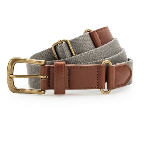 Ceinture En Toile Et Simili Cuir - Aq902 - Gris