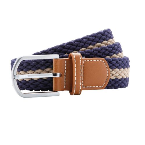 Ceinture Stretch Tress?E ? Rayures - Bicolore - Aq901 - Marine - Beige