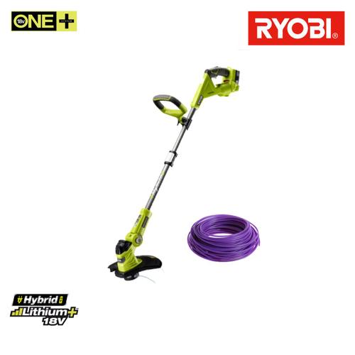 Pack RYOBI coupe bordures hybride 18V One+ - 1 batterie 2.5Ah LithiumPlus - 1 chargeur rapide - bobine fil rond 15m diamètre 1.6mm violet universel