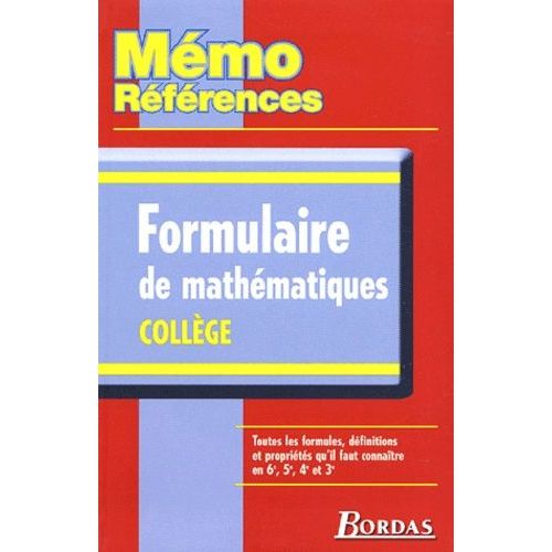 Formulaire De Mathématiques Collège
