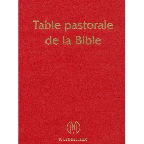 Table Pastorale De La Bible - Index Analytique Et Analogique