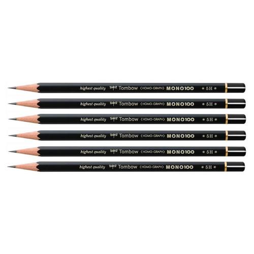 Tombow Lot De 6 Crayons Graphite Haute Qualité Mono 100 5h
