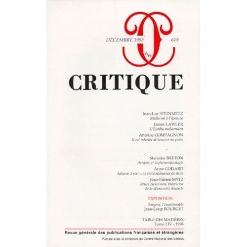 Critique Numero 619 Decembre 1998