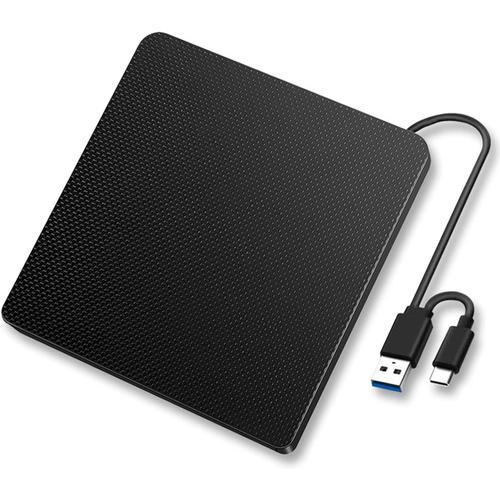 Mini Lecteur DVD Externe, Brûleur CD USB 3.0 et Type-C, Plug & Play, Compatible avec Ordinateur Portable PC Win Mac OS Linux
