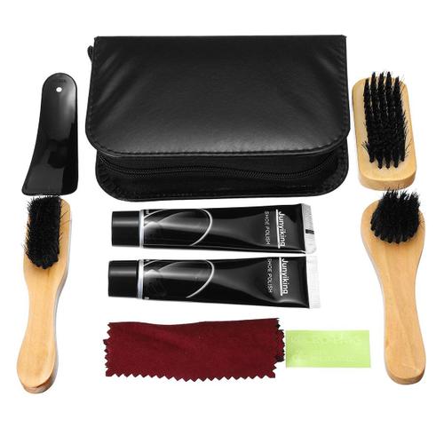 7 En 1 Chaussures Polonais Outils Kit Botte Soins Cuir Artisanat Shine Nettoyage Brosses Ensemble Outil