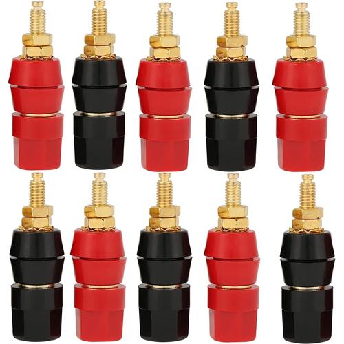 10pcs Haut-Parleur Reliure Post,Fiche Banane Douille, Fiche Banane Femelle, pour Prise Banane Jack Adaptateur Connecteur Terminal Prise Châssis Connecteur Audio HiFi(Noir et Rouge)