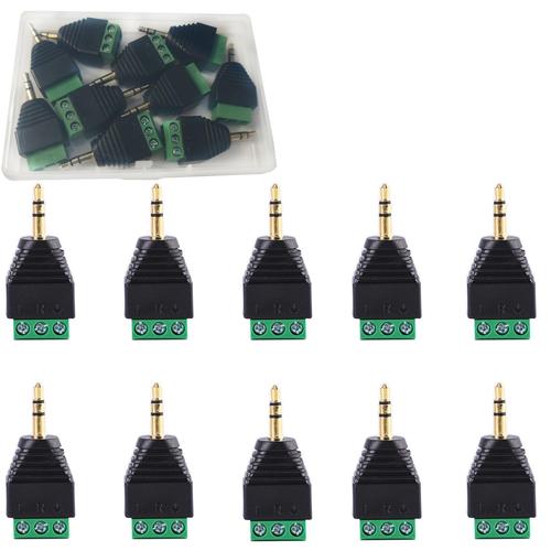 10Pièces 3 Pôles connecteur Jack 3,5 mm, borne à vis de 3,5 mm,3.5 mm Prise Jack Stereo adaptateurs Audio fiche 3.5mm TRS AV Borne à vis Balun Convertisseur sans Soudure