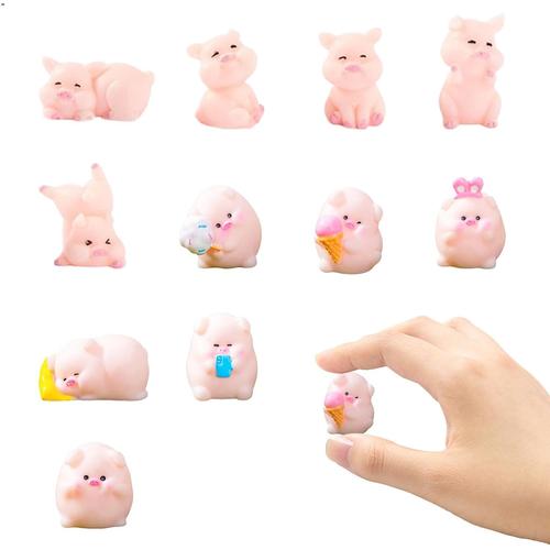 Lot de 11 mini cochons porte-bonheur - Petits cochons porte-bonheur - Petits cochons porte-bonheur - Pour bricolage, artisanat, décoration de gâteau, fée, jardin, décoration de fête d'enfants