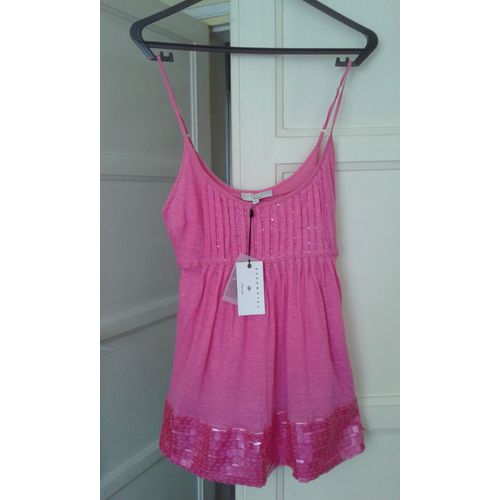 Top Essentiel 100% Lin Rose Perle Et Sequins