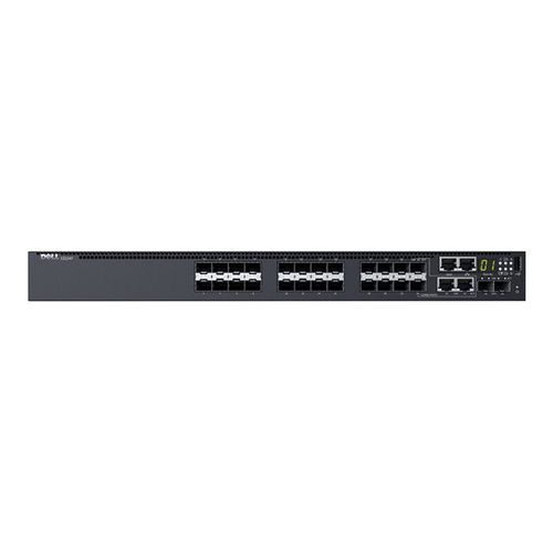 Dell Networking S3124F - Commutateur - C3 - Géré - 24 x Gigabit SFP + 2 x 10 Gigabit SFP+ + 2 x SFP Gigabit combiné - flux d'air de l'avant vers l'arrière - Montable sur rack - Dell Smart Value -...
