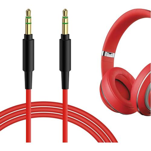 QuickFit Audio Câble Compatible avec Beats Solo3.0, Solo2.0, Solo1.0, Studio3, Studio2, Studio, Executive, Pro, Mixr Casque, 3.5mm Ordon Stéréo de Remplacement (1,2m)