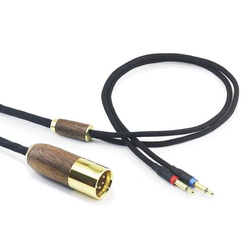 Câble équilibré XLR 4 broches XLR mâle 6N OCC en cuivre argenté 4 broches compatible avec Denon AH-D7200 AH-D7100 AH-D9200 AH-D5200 AH-D5200 pour casque Focal Elear Boîtier en bois de noyer 3 m