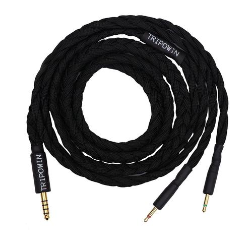 Tripowin GranVia Câble de rechange OFC pour casque audio avec double connecteur de 2,5 mm vers TRRRS 4,4 mm, pour HD700/THIEAUDIO/PHANTOM (prise 4,4 mm, double 2,5 mm, 1,5 m, noir)