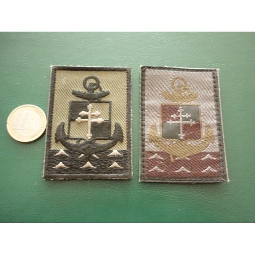 Lot De 2 Ecussons Militaire B.V/ Brigade Legere Blindee D'infanterie De Marine