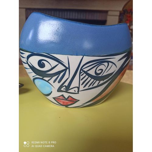 Vase design cubiste Grès signé