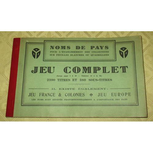Jeu Complet - Étiquettes : Noms De Pays Pour Album De Timbres Poste - Philatélie