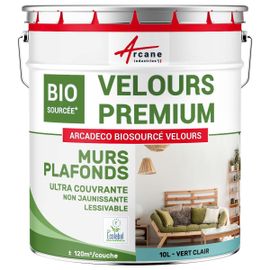 Peinture mur et plafond satin velours biosourcée Vert clair - RAL 6027 10 L (+ ou - 120m² par couche)