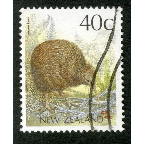 Timbre Oblitéré New Zealand, Brown Kiwi, 40 C