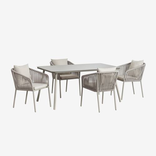 Ensemble Table Rectangulaire (160x90 Cm) Et 4 Chaises De Salle À Manger Arhiza Supreme Vert Kaki