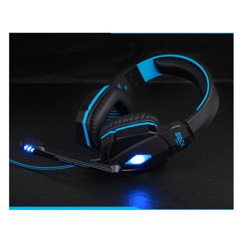 Casque Gamers avec Micro et Télécommande pour PC PACKARD BELL LED Reglage Son Universel USB Jack (BLEU)