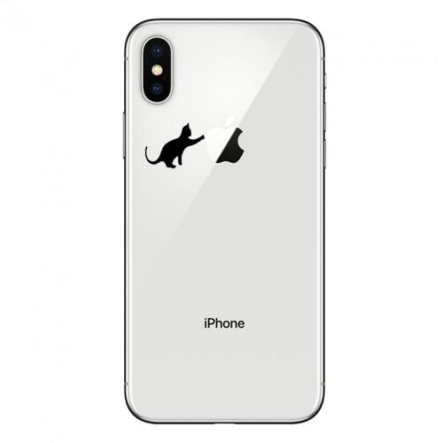 Coque Silicone Iphone Xs Chat Fun Apple Cat Noir Joue Pomme Transparente Protection Gel Souple