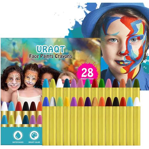 Visage Peinture, 28 Couleurs Crayon Maquillage Enfant, Sûr, Non-Toxique, Lavable, Peinture Corporelle Pour Enfants, Cosplay, Carnaval, Anniversaire, Halloween, Pâques, Noël