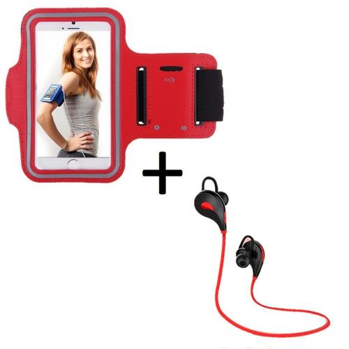 Pack Sport Pour Lg K10 4g Smartphone (Ecouteurs Bluetooth Sport + Brassard) Courir T6 - Rouge