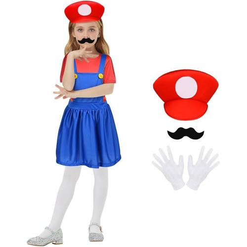 Costume Mario, Super Mario Luigi Bros Cosplay Costume Unisexe Pour Carnaval, Halloween, Cosplay, Décoration Pour Garçon Et Fille, Enfants Et Adultes