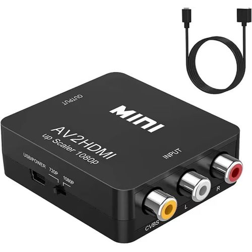 PXFD Adaptateur RCA vers HDMI, Convertisseur AV vers HDMI, 3RCA AV vers HDMI Convertisseurs pour Xbox PS4 PS3 PS2 TV STB VHS Caméra DVD