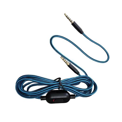 Câble de Casque de Jeu, Câble Séparateur Audio AUX, Fil Tressé, Facile à Utiliser, Haute Qualité, Longueur de 2.0M, Prise Remplaçable, Câble Audio, Bleu