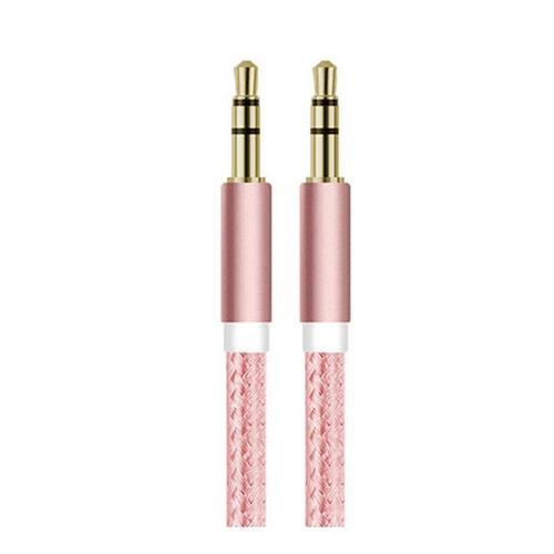 Cable Jack/Jack Metal pour LG G3 Smartphone Voiture Musique Audio Double Jack Male 3.5 mm Universel - ROSE