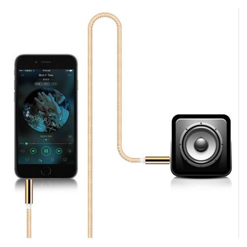 Cable Jack/Jack Metal pour SAMSUNG Galaxy Alpha Smartphone Voiture Musique Audio Double Jack Male 3.5 mm Universel - OR