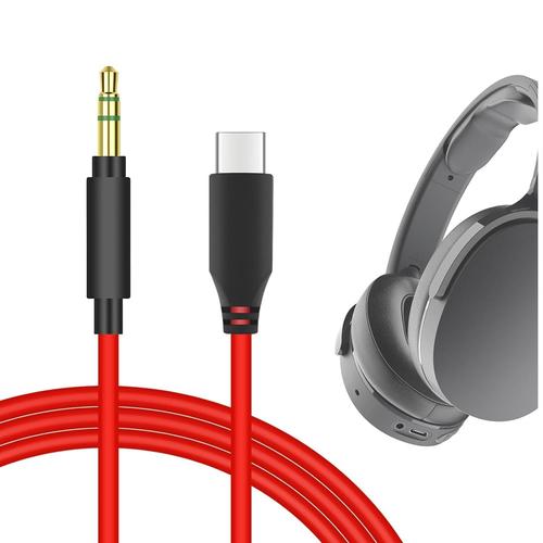 Câble USB-C numérique vers audio compatible avec Skullcandy Hesh Evo, Hesh 3, Hesh 2, Venue, Crusher Wireless, Riff 2, câble de remplacement Type-C Aux Audio (1,7 m)