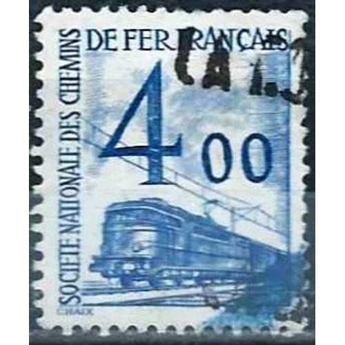 France 1960, Beau Timbre Pour Petit Colis, Yvert 44, Motif Locomotive Électrique, 4.00f. Bleu, Oblitéré, Tbe -