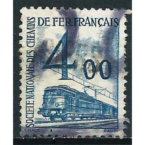 France 1960, Beau Timbre Pour Petit Colis, Yvert 44, Motif Locomotive Électrique, 4.00f. Bleu, Oblitéré, Tbe -