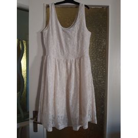 Robe Ajc Écrue Sans Manches, Dentelle Doublée, T38