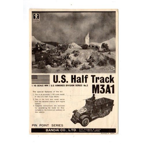 Notice De Fabrication De Maquette Bandai Us Half Track M3a1 De 1973.-Bandai