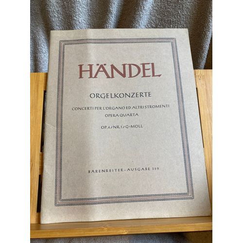 Haendel Handel Concerto Pour Orgue Sol M Op. 4-1 Partition Orchestre Barenreiter